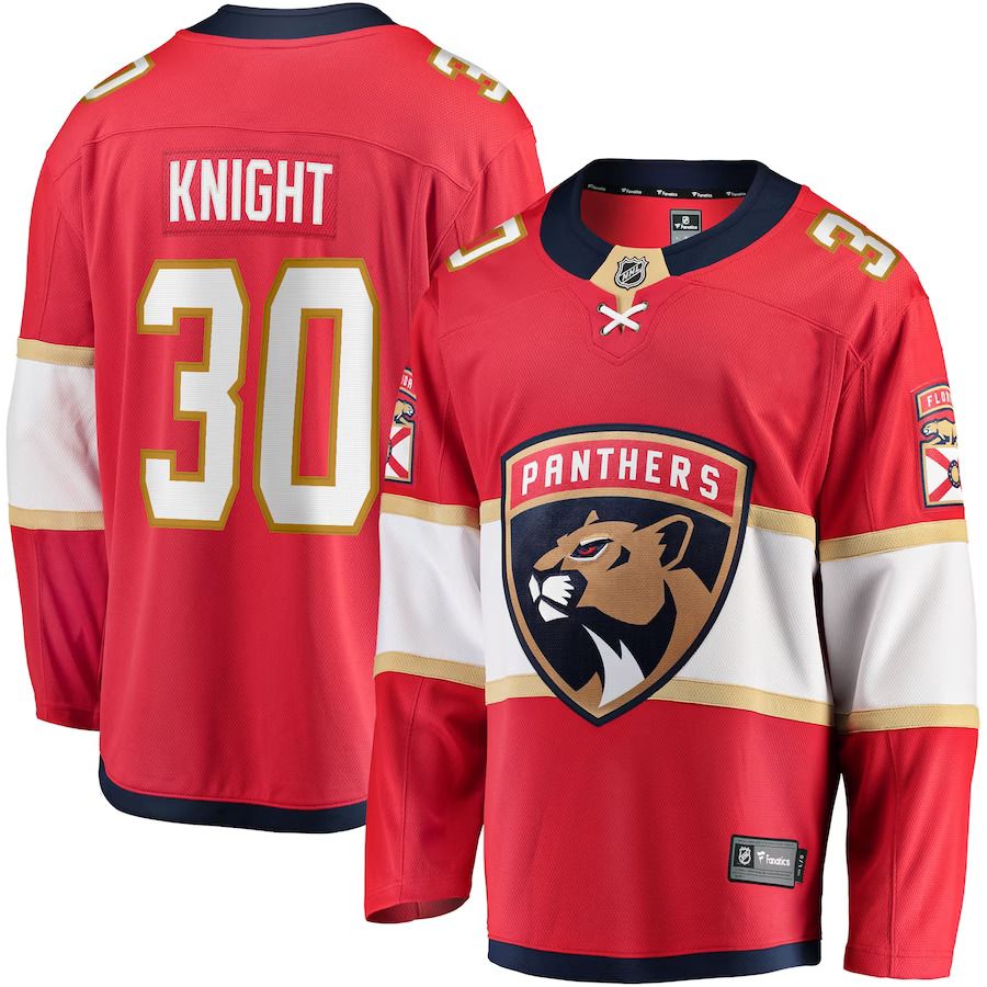 Men Florida Panthers #30 Spencer Knight Fanatics Branded Red Home Breakaway Replica NHL Jersey->florida panthers->NHL Jersey